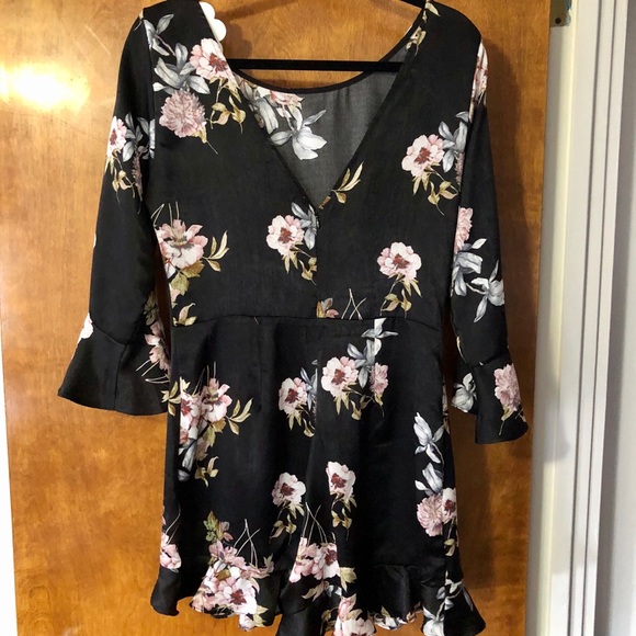 Black Floral Romper - Picture 2 of 3